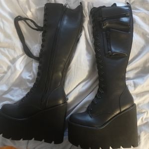 Black gogo boots combat boots
